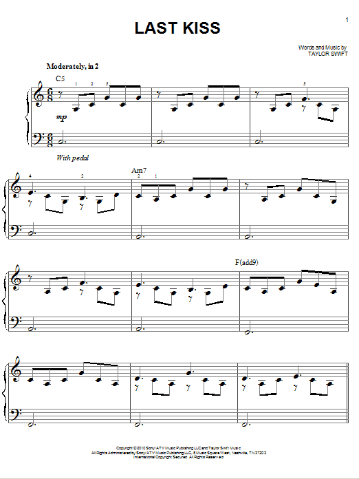 Produktgalerie: Seite 1 von 1 Last Kiss, Taylor Swift, Klavier