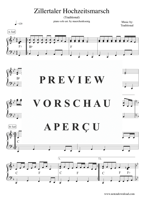 Product gallery: Page 2 of 4 Zillertaler Hochzeitsmarsch, , Piano Solo