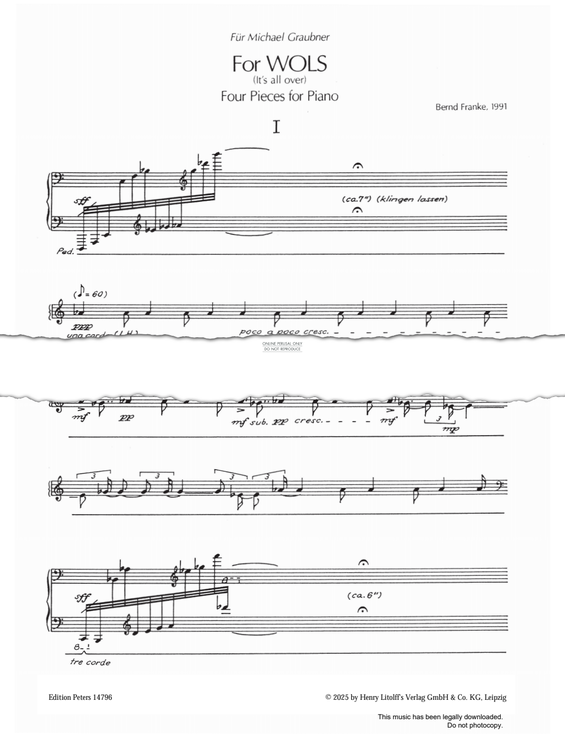 Produktgalerie: Seite 1 von 1 For Wols (It's All Over), Bernd Franke, Klavier