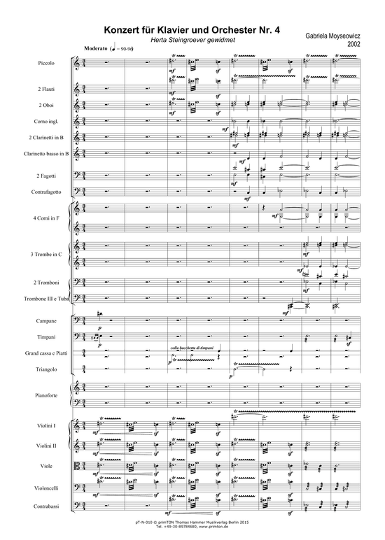 Product picture to: Konzert für Klavier und Orchester Nr. 4 (2002) Gabriela Moyseowicz