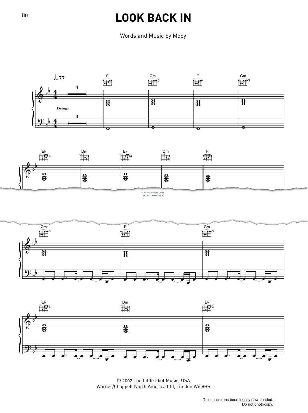 Produktgalerie: Seite 1 von 1 Look Back In, Moby, Gitarre, Klavier