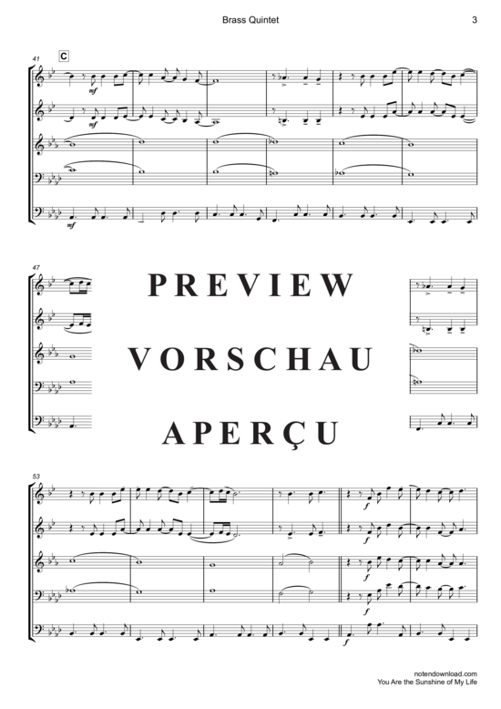 Produktgalerie: Seite 4 von 18 You Are the Sunshine of My Life , Wonder, Stevie, (Blechbläser Quintett)