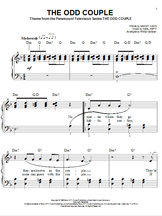 Product gallery: Page 1 of 1 The Odd Couple (arr. Phillip Keveren), Neal Hefti