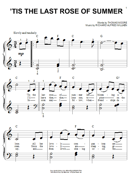 Produktgalerie: Seite 1 von 1 'Tis The Last Rose Of Summer, Thomas Moore, Klavier