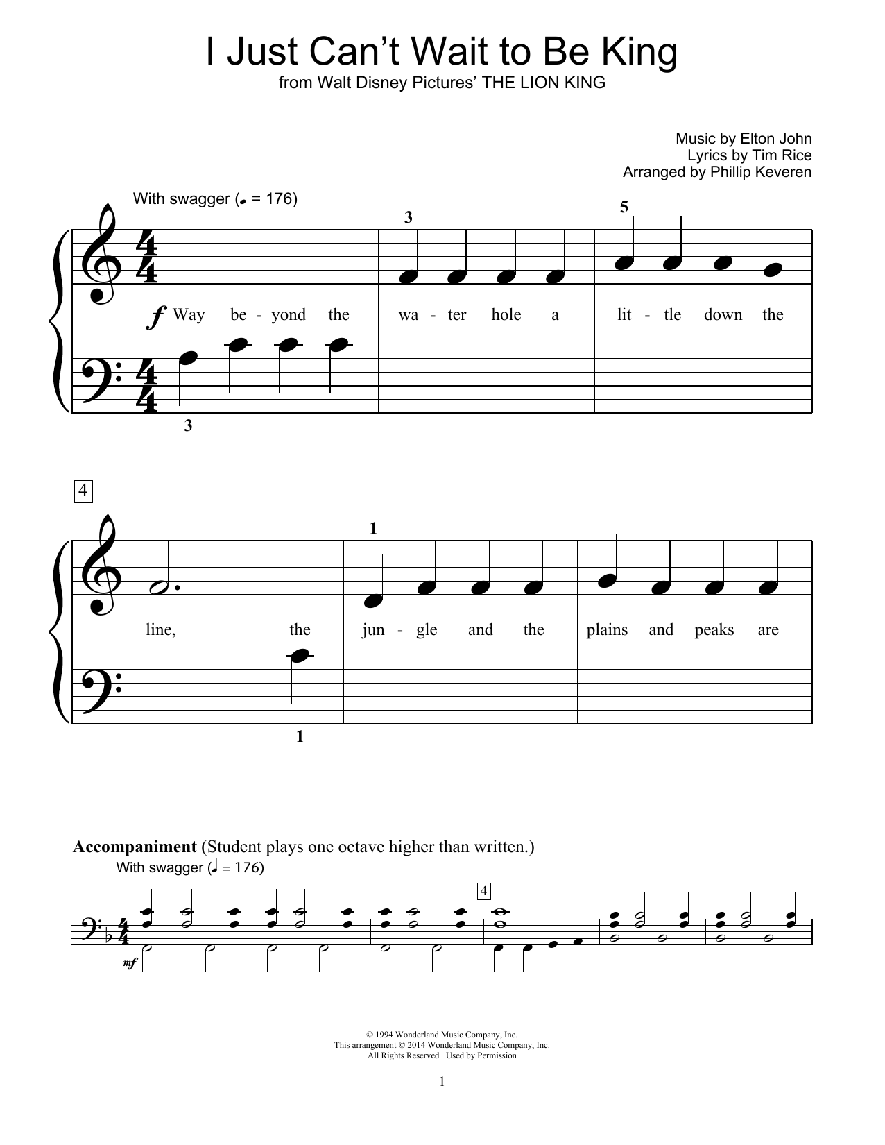 Produktbild zu: I Just Can't Wait To Be King (from The Lion King) (arr. Phillip Keveren)