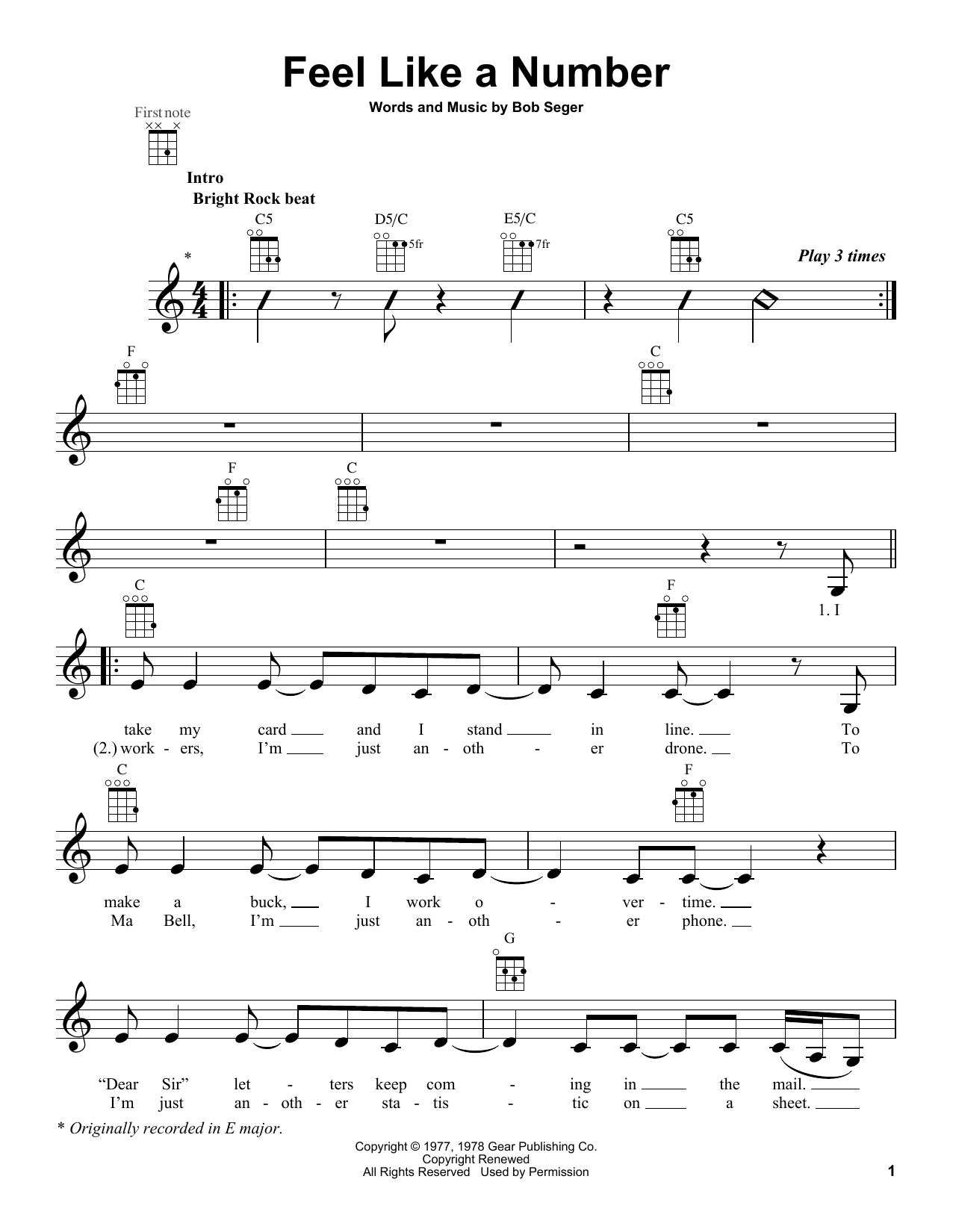 Product gallery: Page 1 of 1 Feel Like A Number, Bob Seger