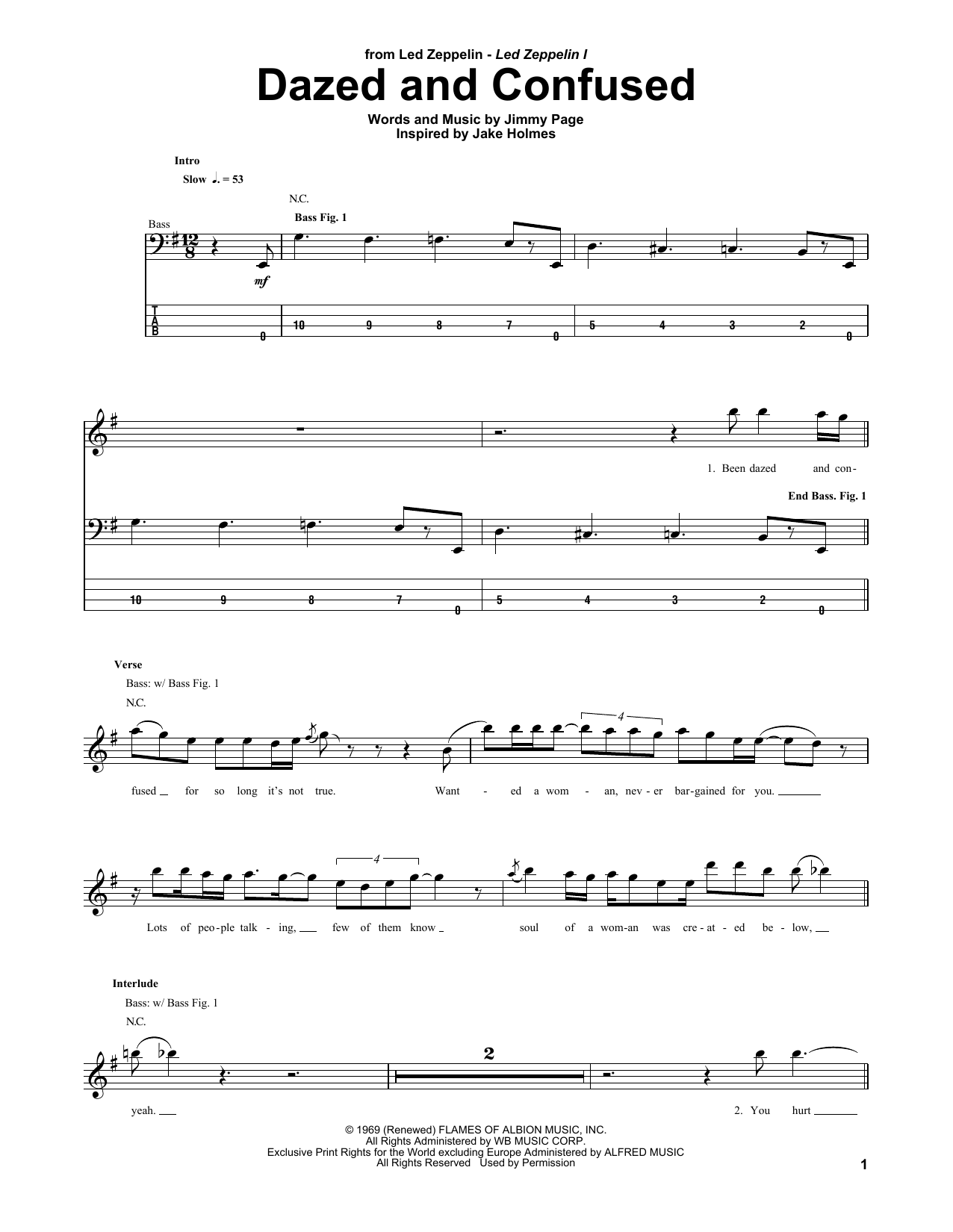 Produktgalerie: Seite 1 von 1 Dazed And Confused, Led Zeppelin, E-Bass