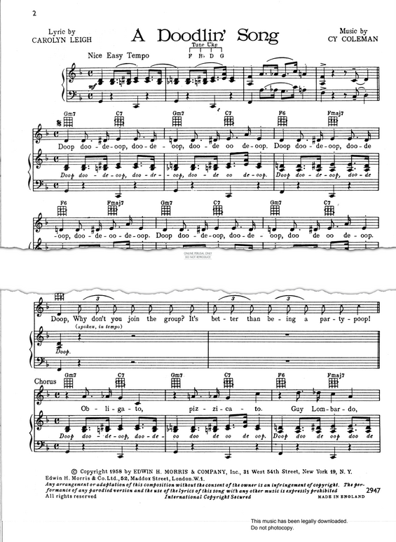 Produktgalerie: Seite 1 von 1 A Doodlin' Song, Peggy Lee, Gesang, Gitarre, Klavier
