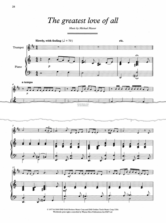 Produktgalerie: Seite 1 von 1 The Greatest Love Of All, , Klavier, Trompete