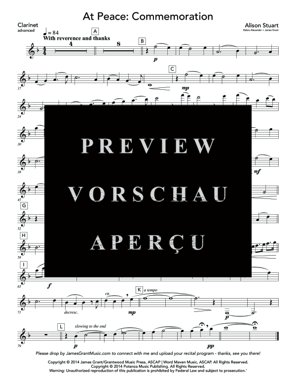 Product gallery: Page 11 of 11 At Peace: Commemoration, , (clarinet in Bb and piano)