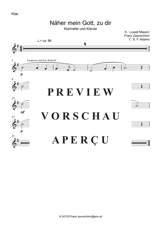 Product gallery: Page 4 of 5 Näher mein Gott zu dir , , (clarinet in Bb + piano)