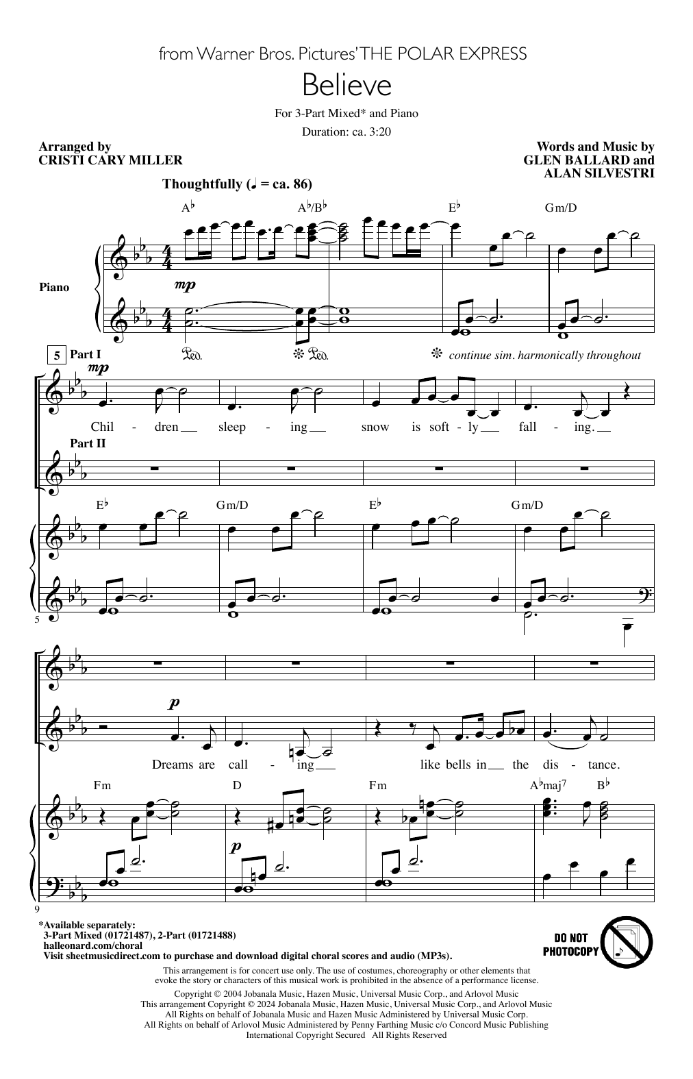 Product picture to: Believe (from The Polar Express) (arr. Cristi Cary Miller)