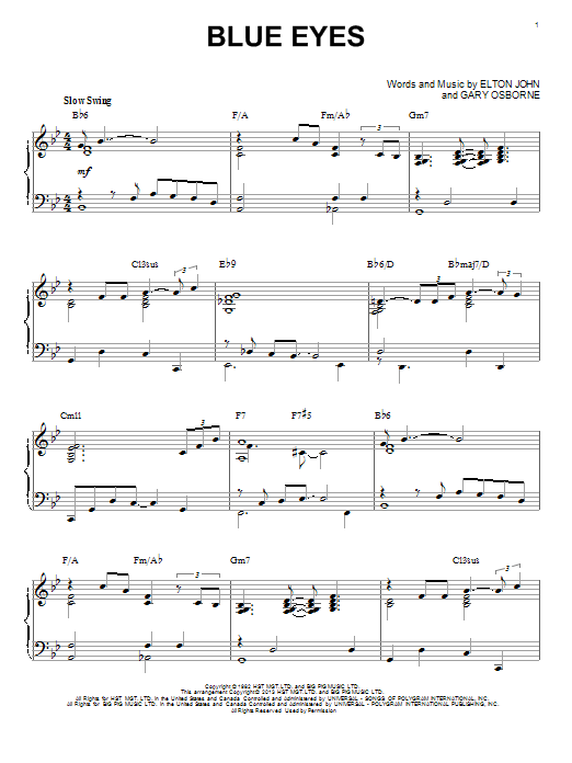 Product picture to: Blue Eyes [Jazz version] (arr. Brent Edstrom)