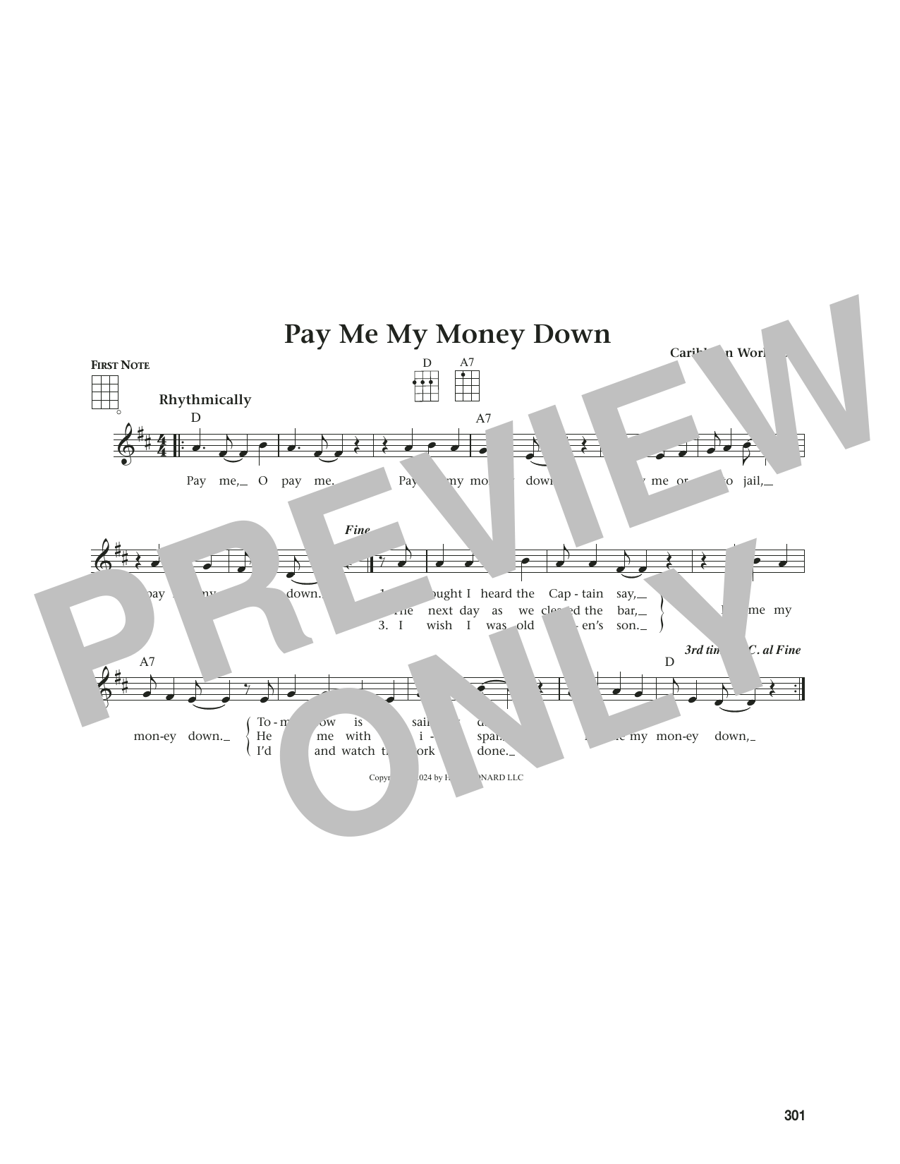 Product gallery: Page 1 of 1 Pay Me My Money Down (from The Daily Ukulele) (arr. Jim Beloff), Caribbean Work Song