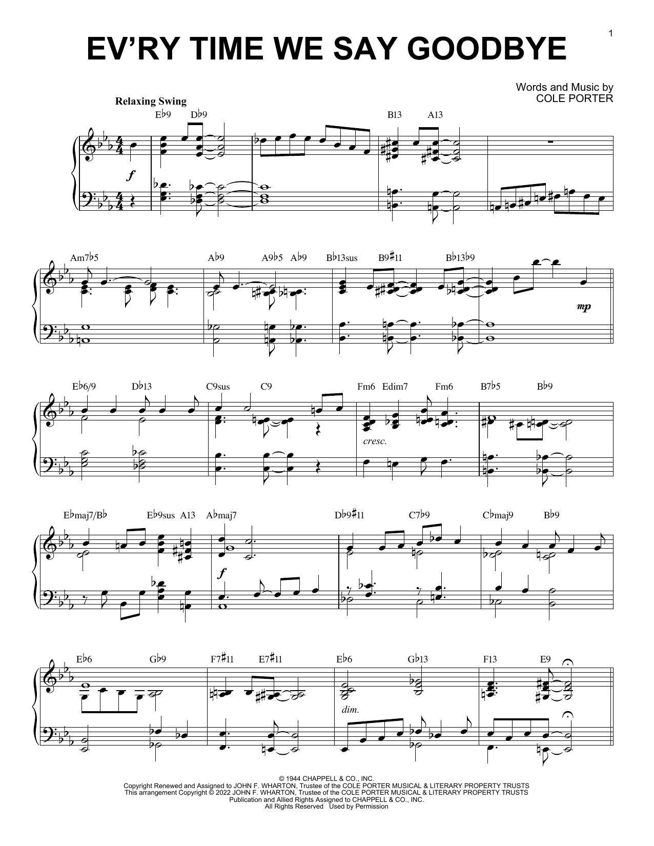 Produktbild zu: Ev'ry Time We Say Goodbye [Jazz version] (from Seven Lively Arts) (arr. Brent Edstrom)
