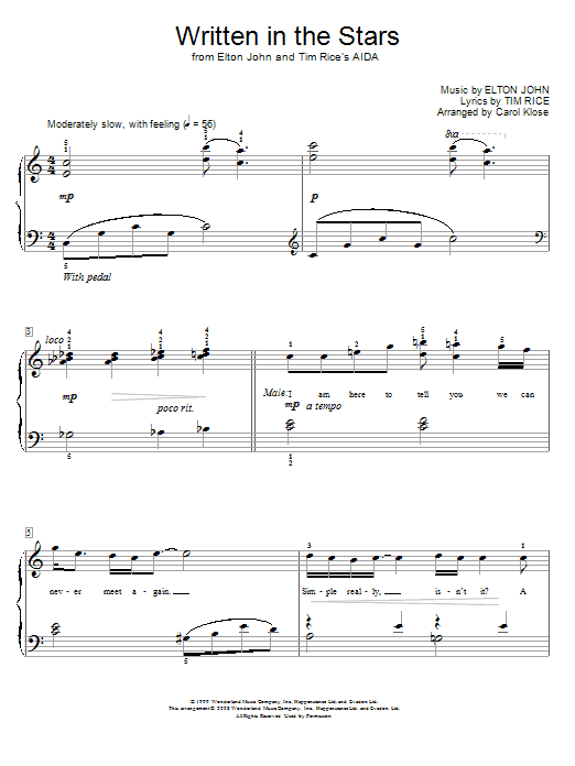 Produktbild zu: Written In The Stars (from Aida) (arr. Carol Klose)