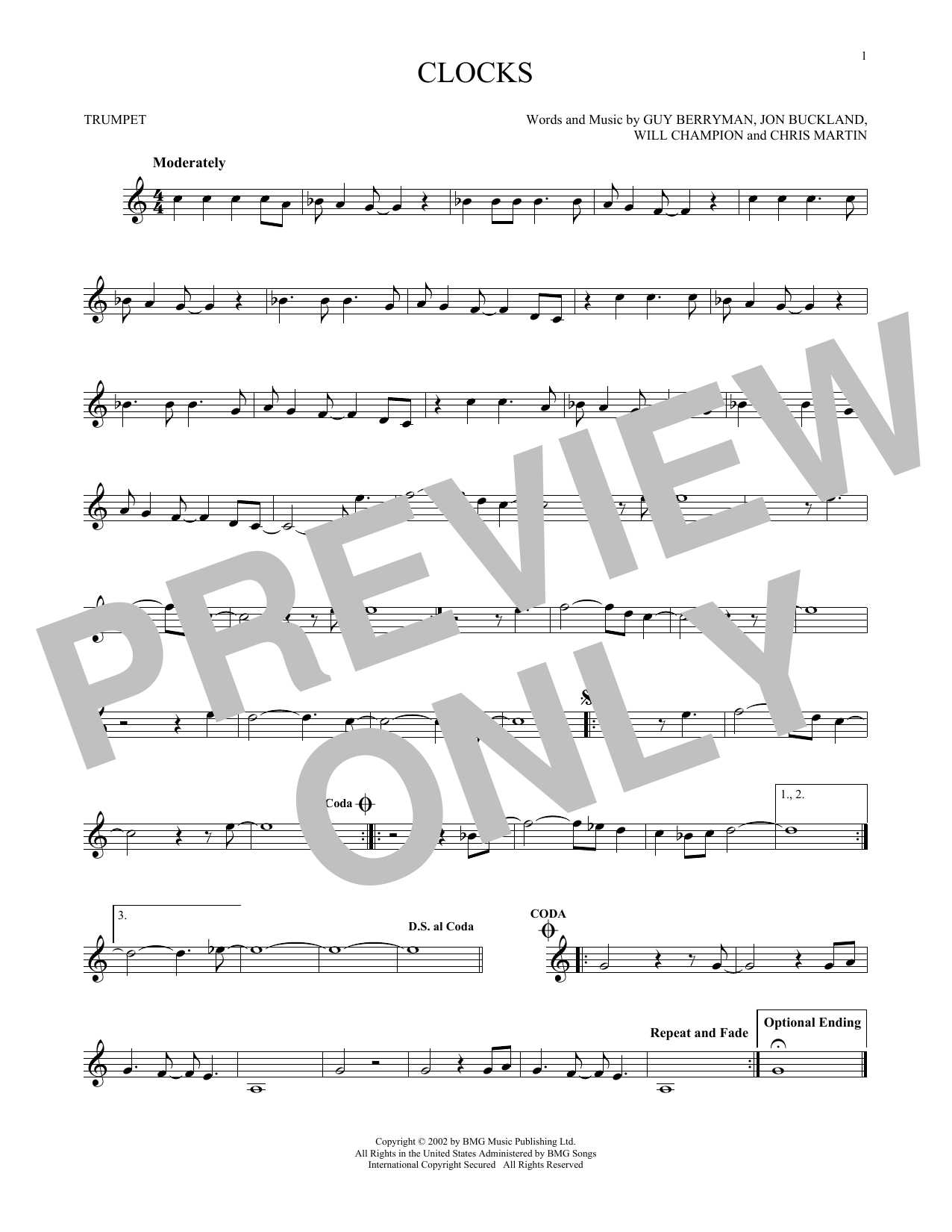 Produktgalerie: Seite 1 von 1 Clocks, Coldplay, Trompete