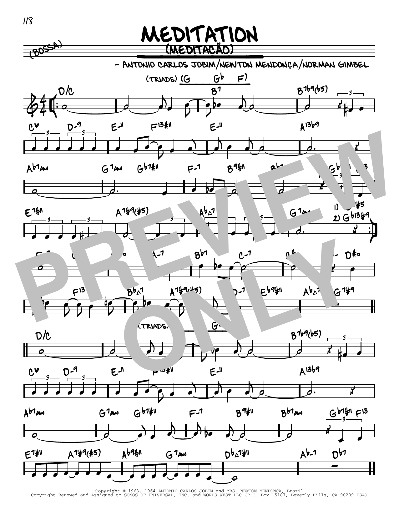 Product picture to: Meditation (Meditacao) (arr. David Hazeltine)