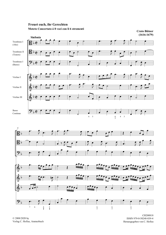 gallery: Freuet euch, ihr Gerechten - Motetto Concertato auf das Weihnachtsfest, , (Gemischtes Ensemble 8 Stimmen, 3 Violinen, 3 Trombonen und BC)