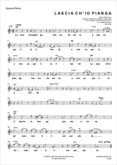 Product gallery: Page 5 of 5 Largo (Rinaldo: Arie der Almirena) , ,  (soprano/tenor + organ)