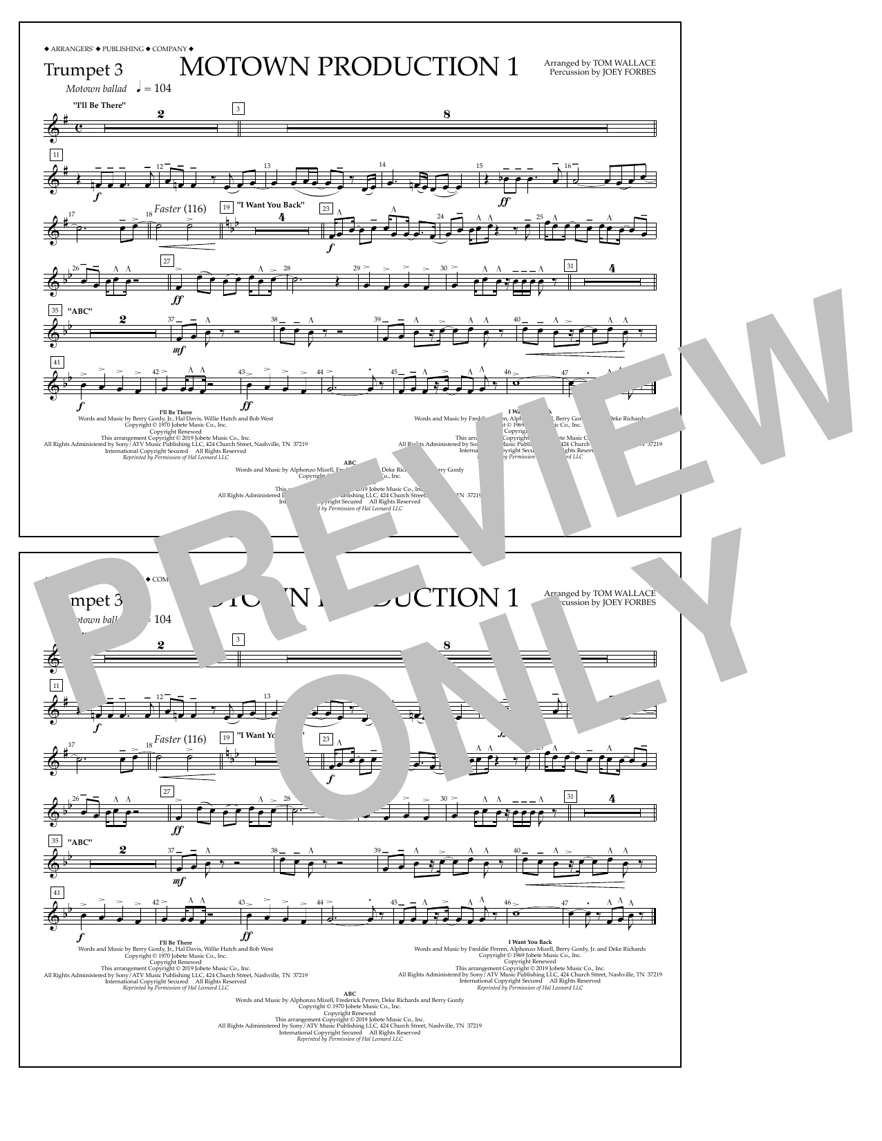 Produktbild zu: Motown Production 1(arr. Tom Wallace) - Trumpet 3