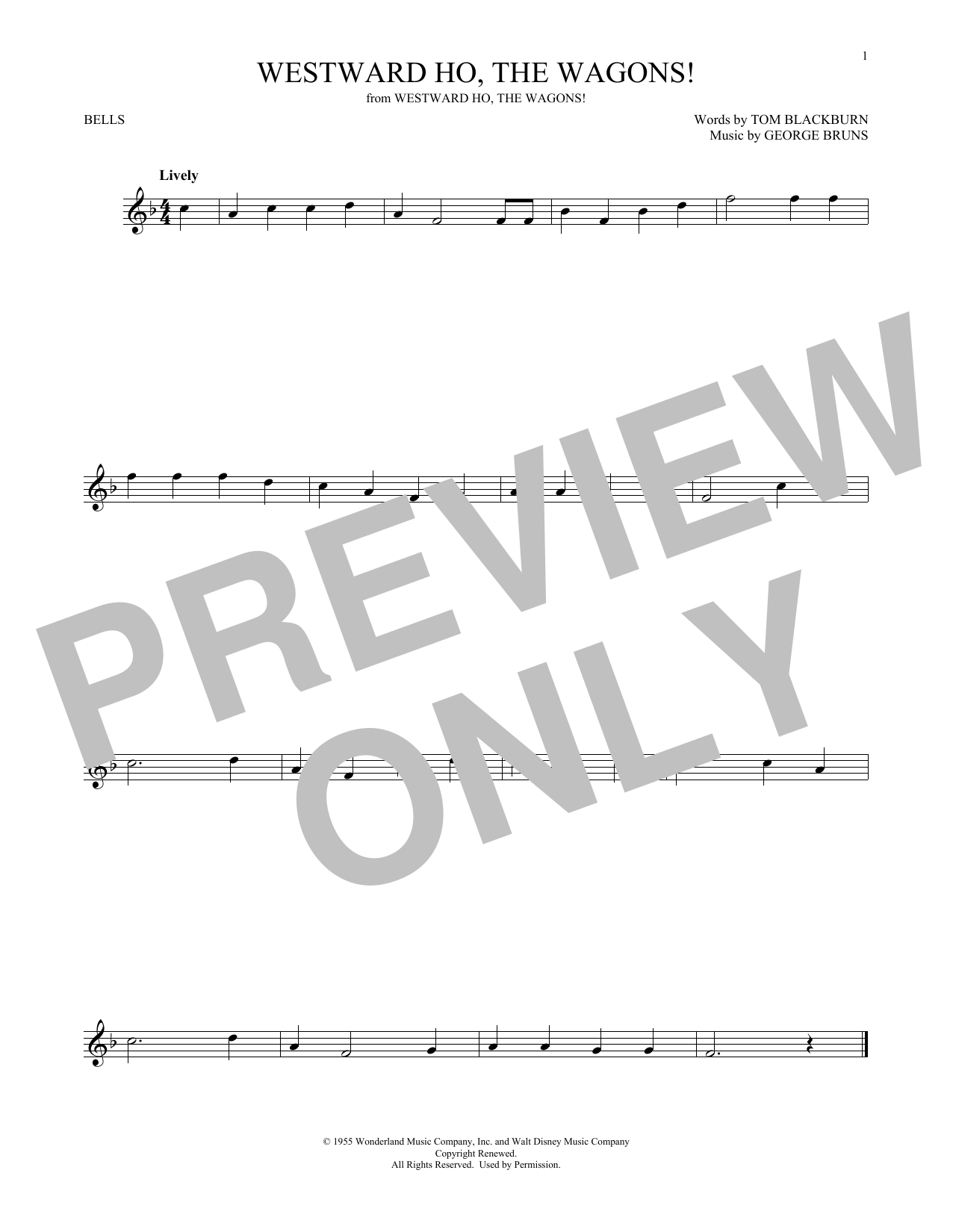 Produktgalerie: Seite 1 von 1 Westward Ho, The Wagons!, George Bruns, Percussion