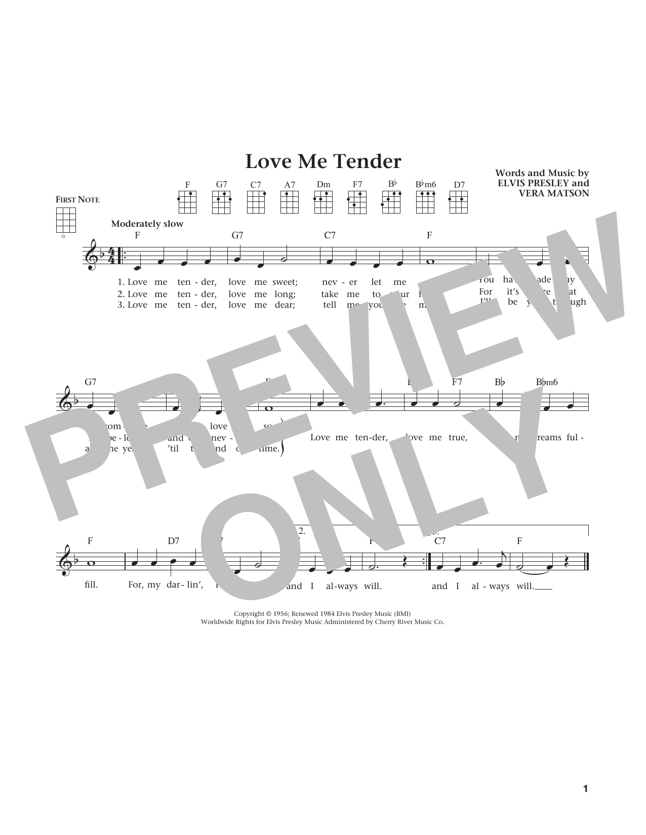 Product gallery: Page 1 of 1 Love Me Tender (from The Daily Ukulele) (arr. Liz and Jim Beloff), Elvis Presley