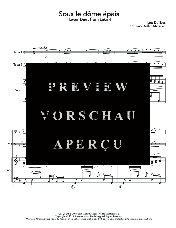 Produktgalerie: Seite 5 von 10 Flower Duet from Lakme, , (Trio 2x Tuba + Klavier)