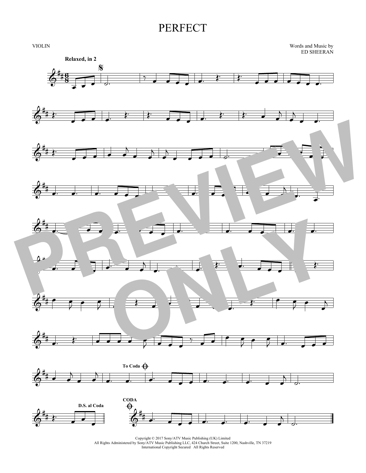 Product picture to:  Perfect - Ed Sheeran