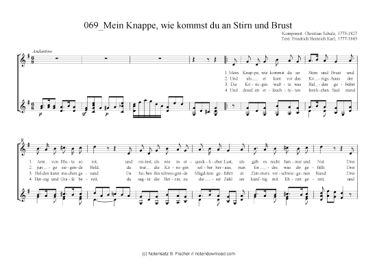 Product picture to: Mein Knappe, wie kommst du an Stirn und Brust Christian Schulz, 1773-1827 / Friedrich Heinrich Karl, 1777-1843