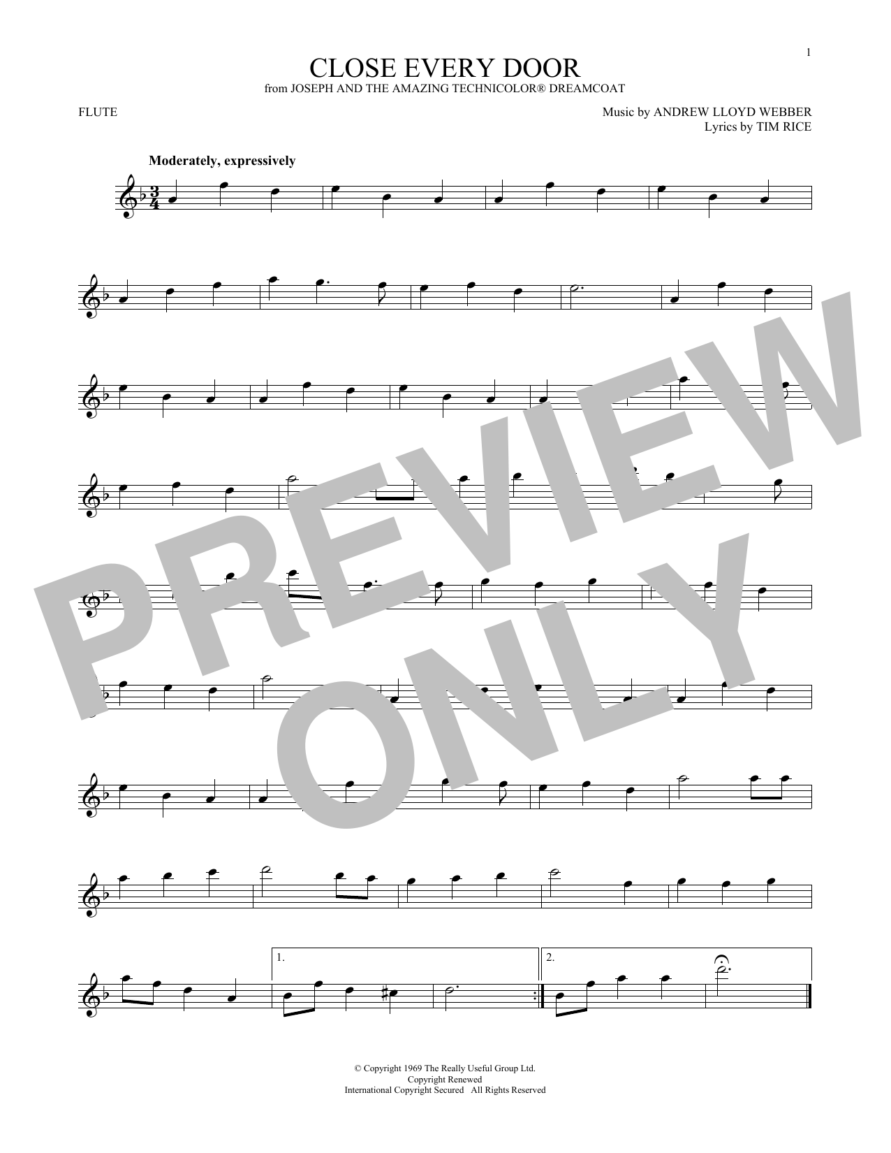 Product gallery: Page 1 of 1 Close Every Door, Andrew Lloyd Webber