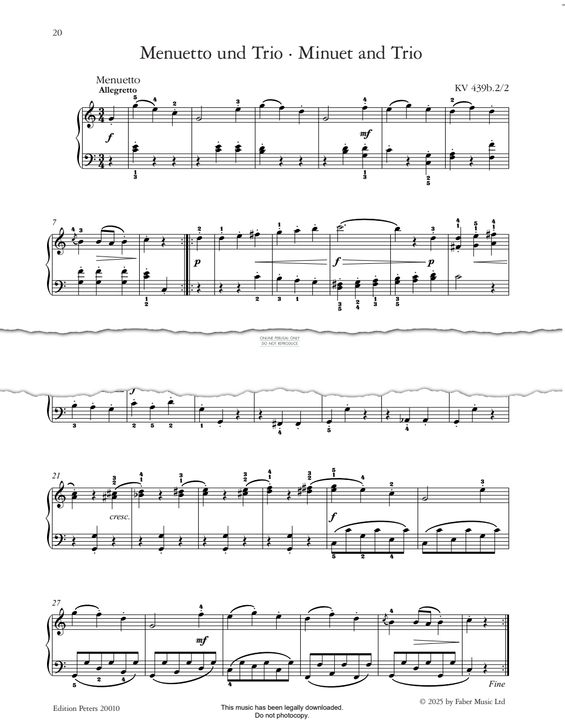Produktbild zu: Minuet and Trio, KV 439b.2/2