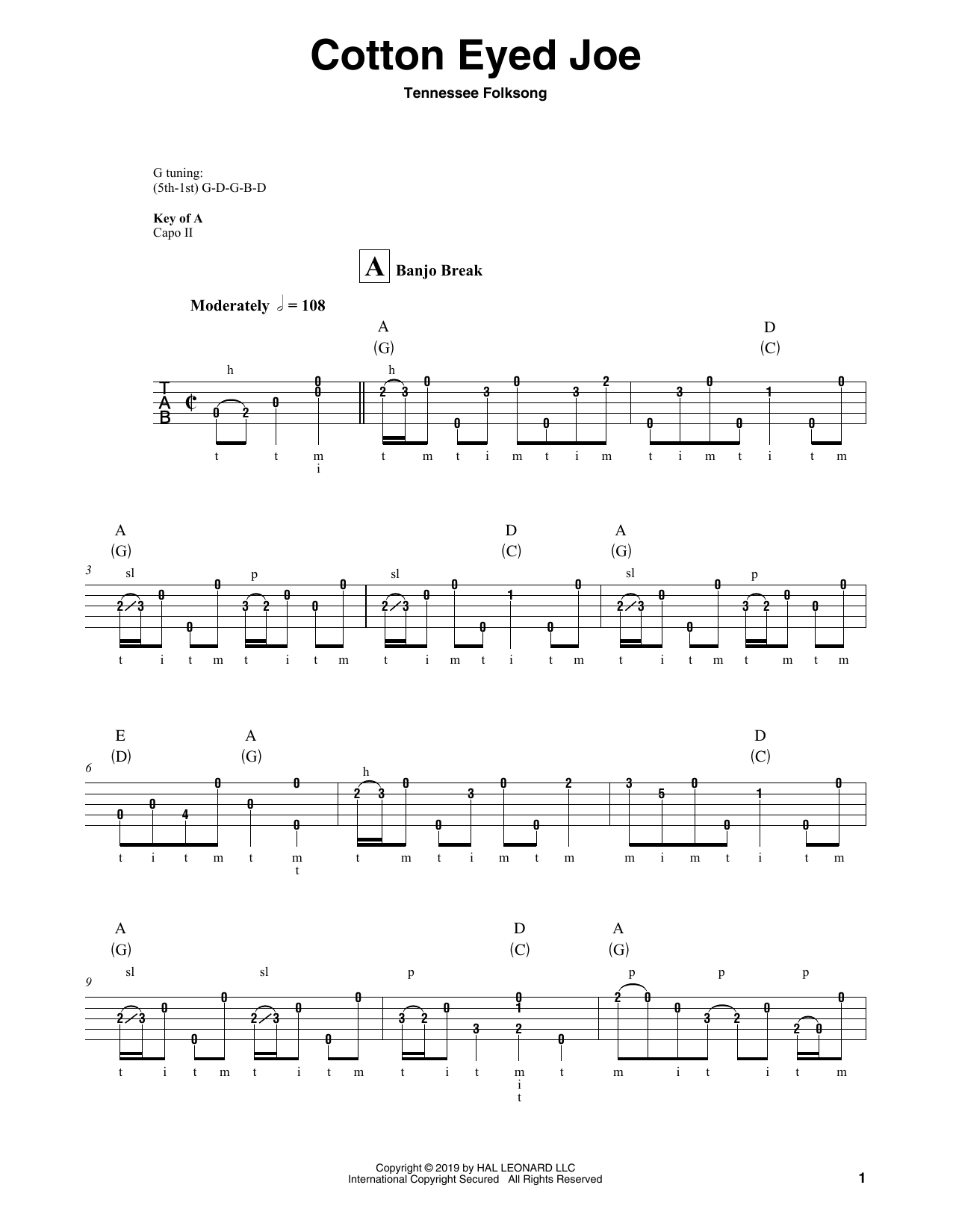 Product gallery: Page 1 of 1 Cotton Eyed Joe, Tennessee Folksong