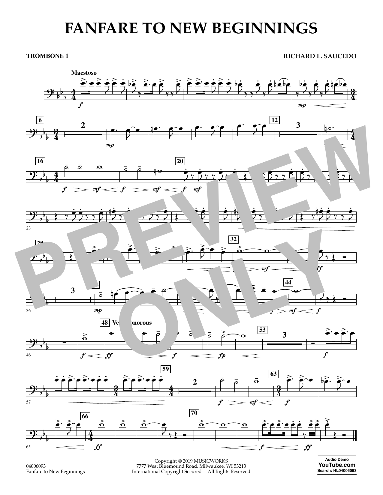 Product picture to: Fanfare for New Beginnings - Trombone 1