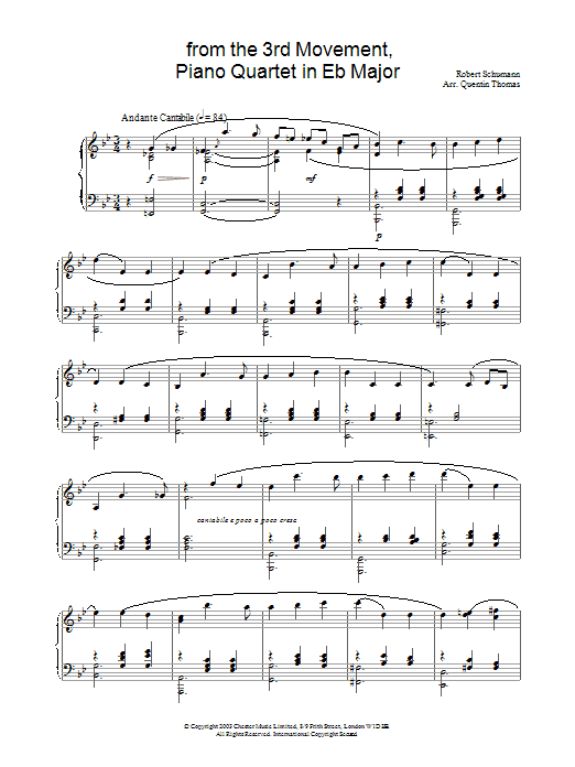 Product gallery: Page 1 of 1 from the 3rd Movement, Piano Quartet in Eb Major, Robert Schumann