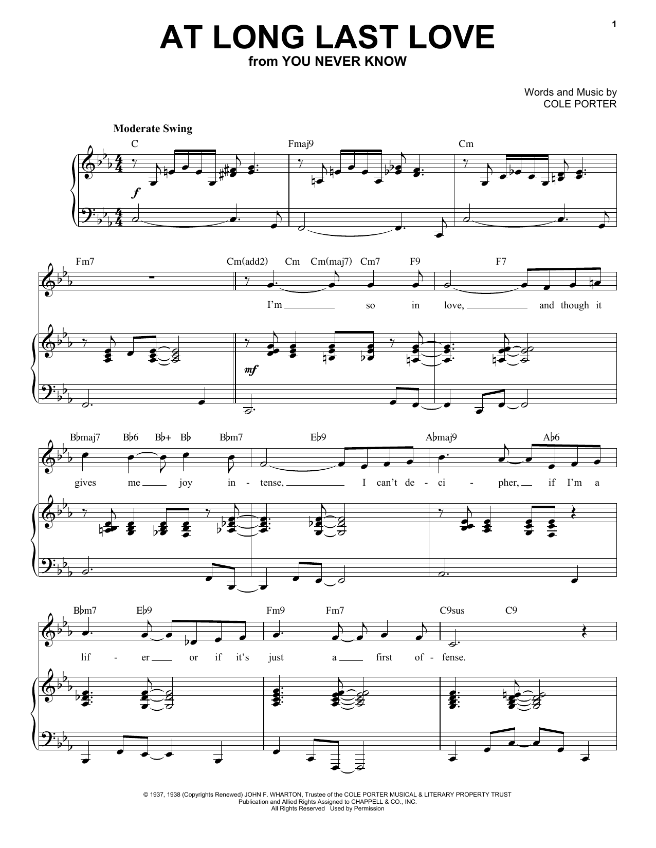 Product picture to: At Long Last Love [Jazz version] (from You Never Know) (arr. Brent Edstrom)