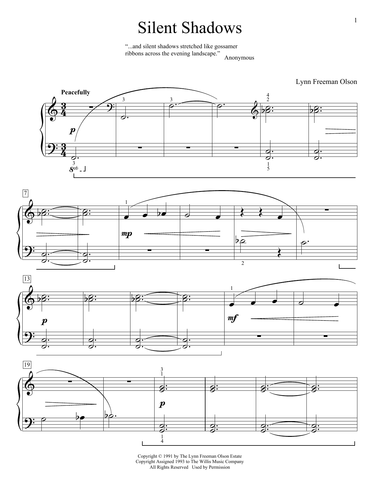 Produktgalerie: Seite 1 von 1 Silent Shadows, Lynn Freeman Olson, Klavier