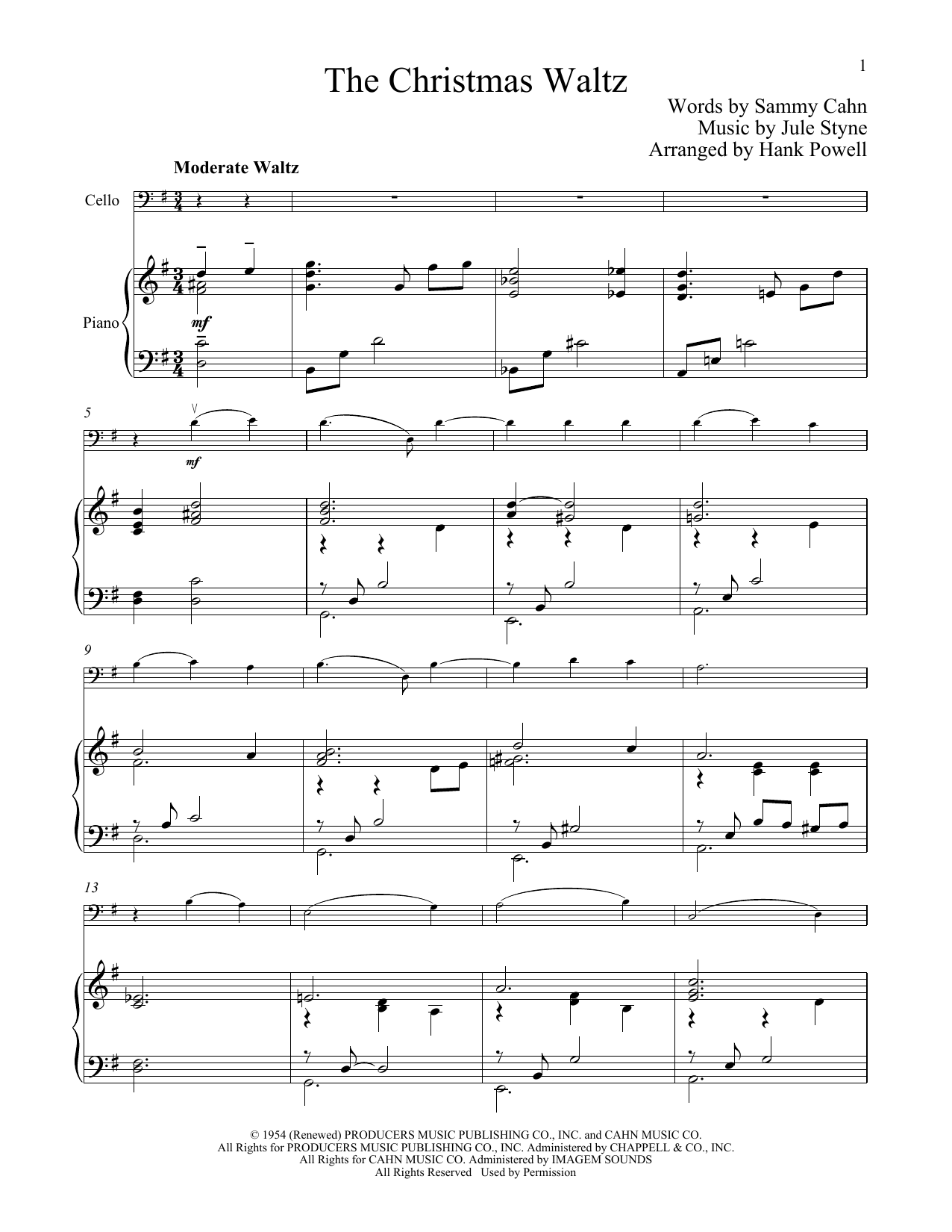 Produktgalerie: Seite 1 von 1 The Christmas Waltz, Jule Styne, Klavier, Violoncello