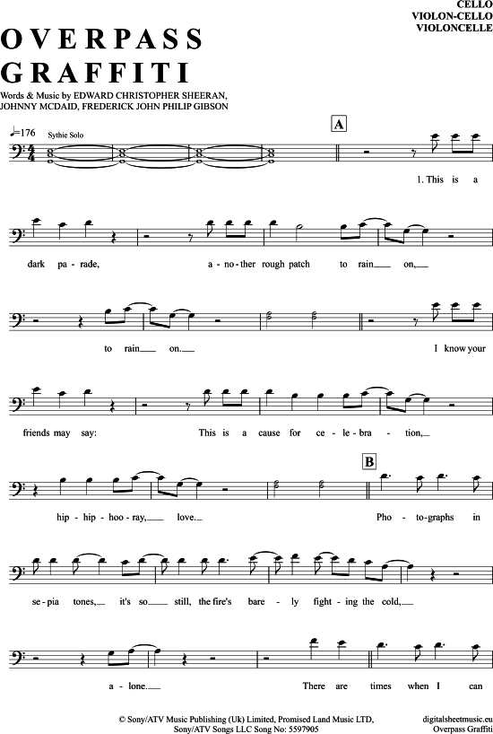 Product gallery: Page 1 of 5 Overpass Graffiti , Sheeran, Edward Christopher, (Cello)