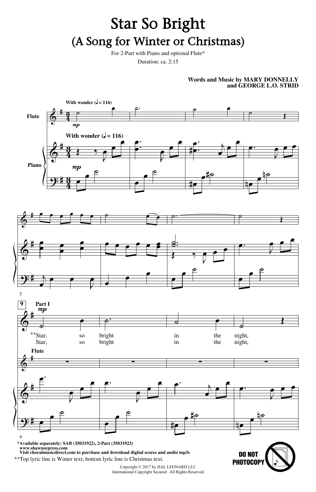 Product gallery: Page 1 of 1 Star So Bright (A Song For Winter Or Christmas), Mary Donnelly and George L.O. Strid