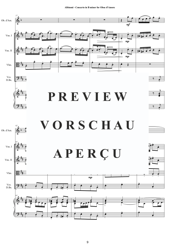 Product gallery: Page 10 of 11 Concerto in H-Moll Op.9, , Oboe D'Amore Solo, String Ensemble, and Harpsichord (Bc)