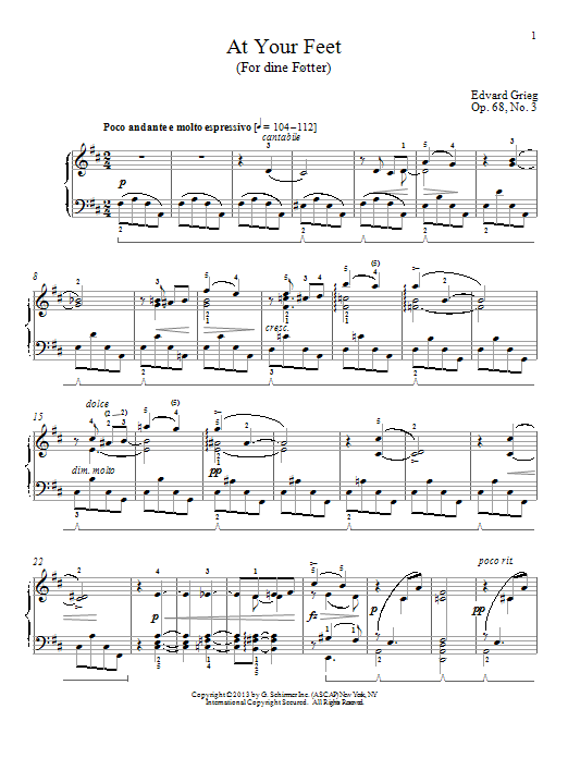 Product gallery: Page 1 of 1 At Your Feet (For dine Fotter), Op. 68, No. 3, Edvard Grieg