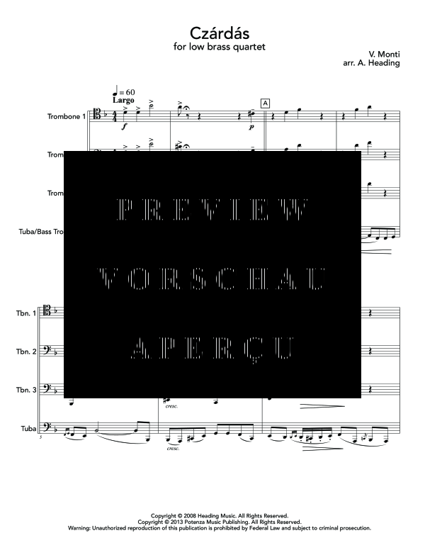 Produktgalerie: Seite 5 von 11 Czardas, , (Blechbläser Quartett 3x Posaune und Tuba/Bass Posaune)