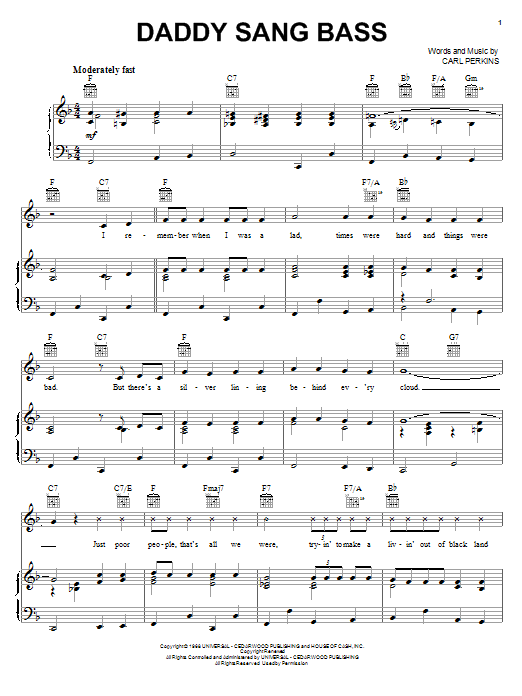 Produktgalerie: Seite 1 von 1 Daddy Sang Bass, Johnny Cash, Gesang, Gitarre, Klavier