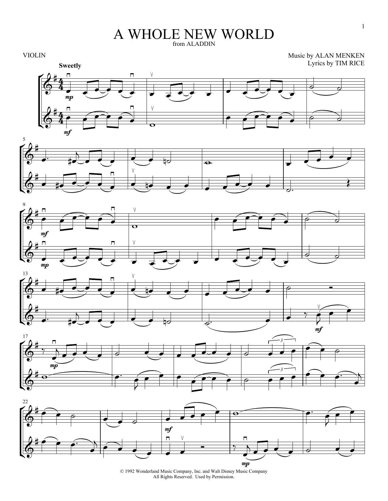 Product gallery: Page 1 of 1 A Whole New World (from Aladdin), Alan Menken & Tim Rice