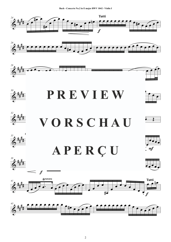 Product gallery: Page 3 of 11 Concerto No.2 in E-Dur BWV 1042, , String Quartet - Individual Parts