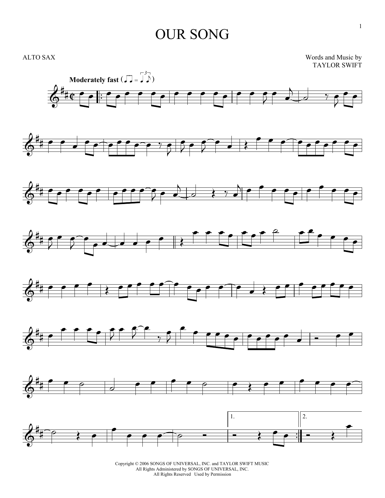 Product gallery: Page 1 of 1 Our Song, Taylor Swift