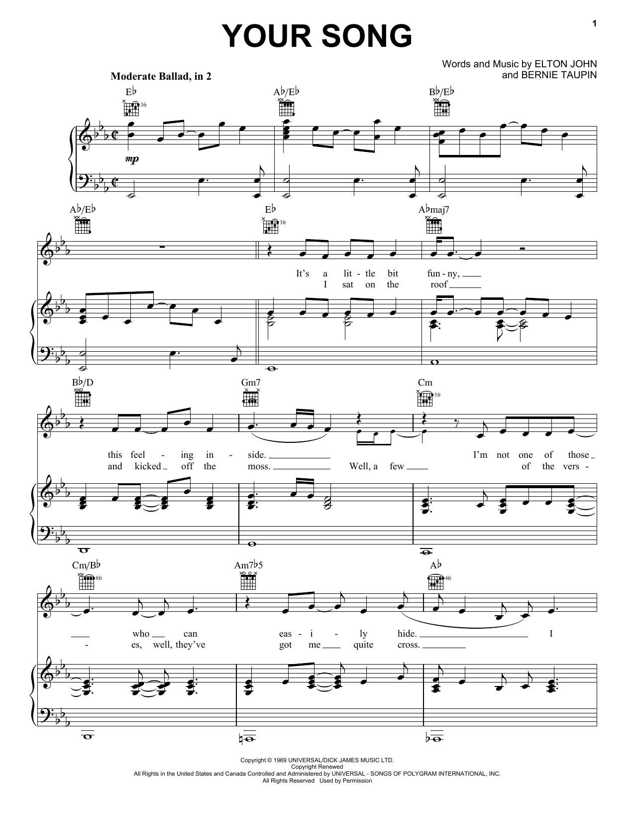 Product gallery: Page 1 of 1 Your Song, Elton John