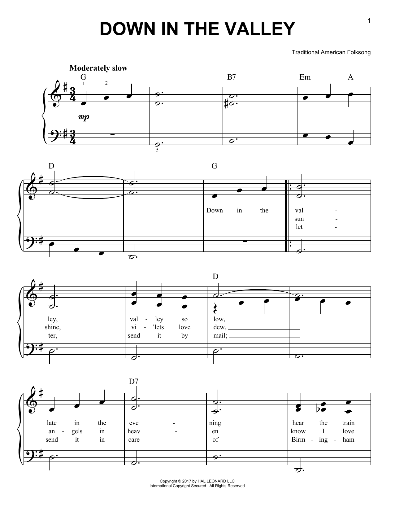 Product gallery: Page 1 of 1 Down In The Valley, Traditional American Folksong