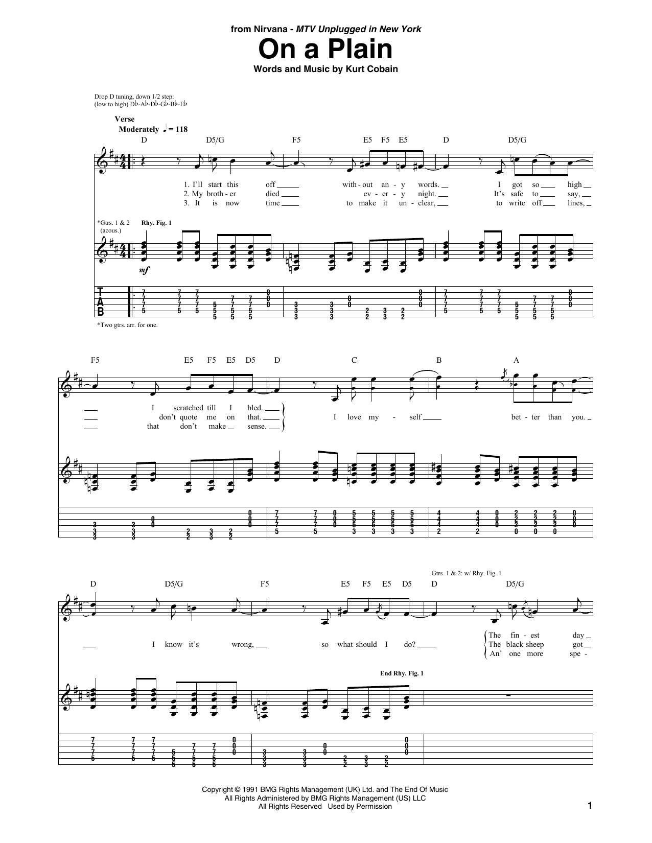 Produktgalerie: Seite 1 von 1 On A Plain, Nirvana, Gitarre